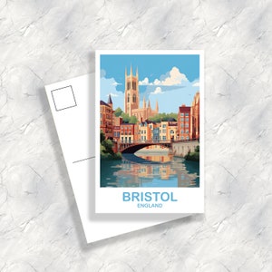 Arte de postal de viaje de Bristol, arte de viaje de Bristol, postal de Inglaterra, postal de viaje de Bristol Inglaterra, arte de viaje de Inglaterra / T2EU_ENBR1_P