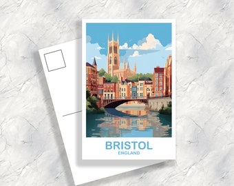 Bristol Travel Postcard Art, Bristol Travel Art, England Postcard, Bristol England Travel Postcard, England Travel Art | T2EU_ENBR1_P