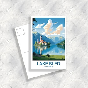 Bleder See Slowenien Reise Postkarte Kunst, Slowenien Reise Postkarte, Bleder See Postkarte, Slowenien Reise Kunst Postkarte | T2EU_SLLB1_P