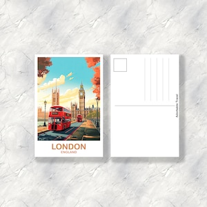 Art de carte postale de voyage de Londres, Art de voyage de Londres, Carte postale dAngleterre, Art de carte postale de voyage de Big Ben, Art de voyage dAngleterre T2EU_ENLO2_P image 2