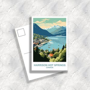 Harrison Hot Springs BC Reisepostkarte, British Columbia Kunstpostkarte Reisepostkarte, Reisekunst, Vancouver Reisekunst | T2NA_BCHHS1_P