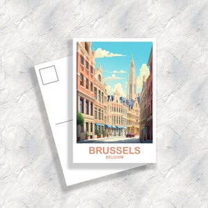 Brussels Travel Art postcard, Belgium Travel Art, Brussels Art Postcard, Belgium Travel Art, Europe Travel Art Postcard | T2EU_BEBR2_P