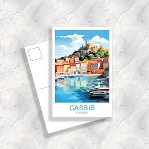 Cassis France Travel Postcard, Cassis Postcard, Cassis France Art Print, France Postcard, City Skyline Sunset | T2EU_FRCA1_P
