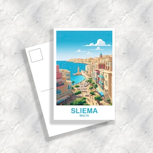 Sliema Malta Travel Postcard, Sliema Travel Postcard Malta Postcard Art Europe Travel Postcard Travel Postcard Malta Travel | T2EU_MASL1_P