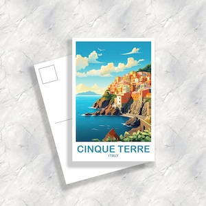 Carte postale de voyage Cinque Terre, Art de voyage Cinque Terre, Carte postale Italie, Voyage Cinque Terre, Carte postale de voyage Italie | T2EU_ITCT1_P