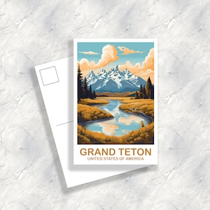 Cartolina di viaggio del Grand Teton, Cartolina di viaggio del Wyoming, Cartolina del Parco Nazionale, Cartolina di viaggio del Parco Nazionale del Grand Teton / T2NA_WYGT1_P