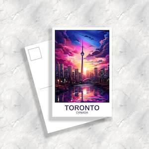 Carte postale de voyage à Toronto, Carte postale de voyage en Ontario, Carte postale de Toronto, Carte postale d'horizon de la ville, Carte postale de lac Ontario, Canada | T2NA_ONTO4_P