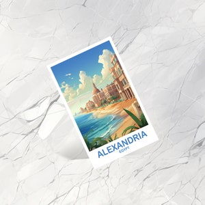 Cartolina di viaggio di Alessandria d'Egitto, Skyline dell'Egitto, cartolina d'Egitto, cartolina di viaggio di Alessandria, viaggio in Africa, cartolina di viaggio / T2AF_EGAL1_P immagine 3