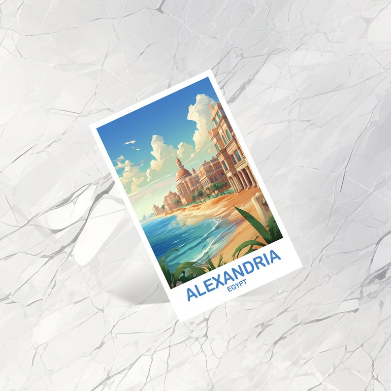 Cartolina di viaggio di Alessandria d'Egitto, Skyline dell'Egitto, cartolina d'Egitto, cartolina di viaggio di Alessandria, viaggio in Africa, cartolina di viaggio / T2AF_EGAL1_P immagine 3