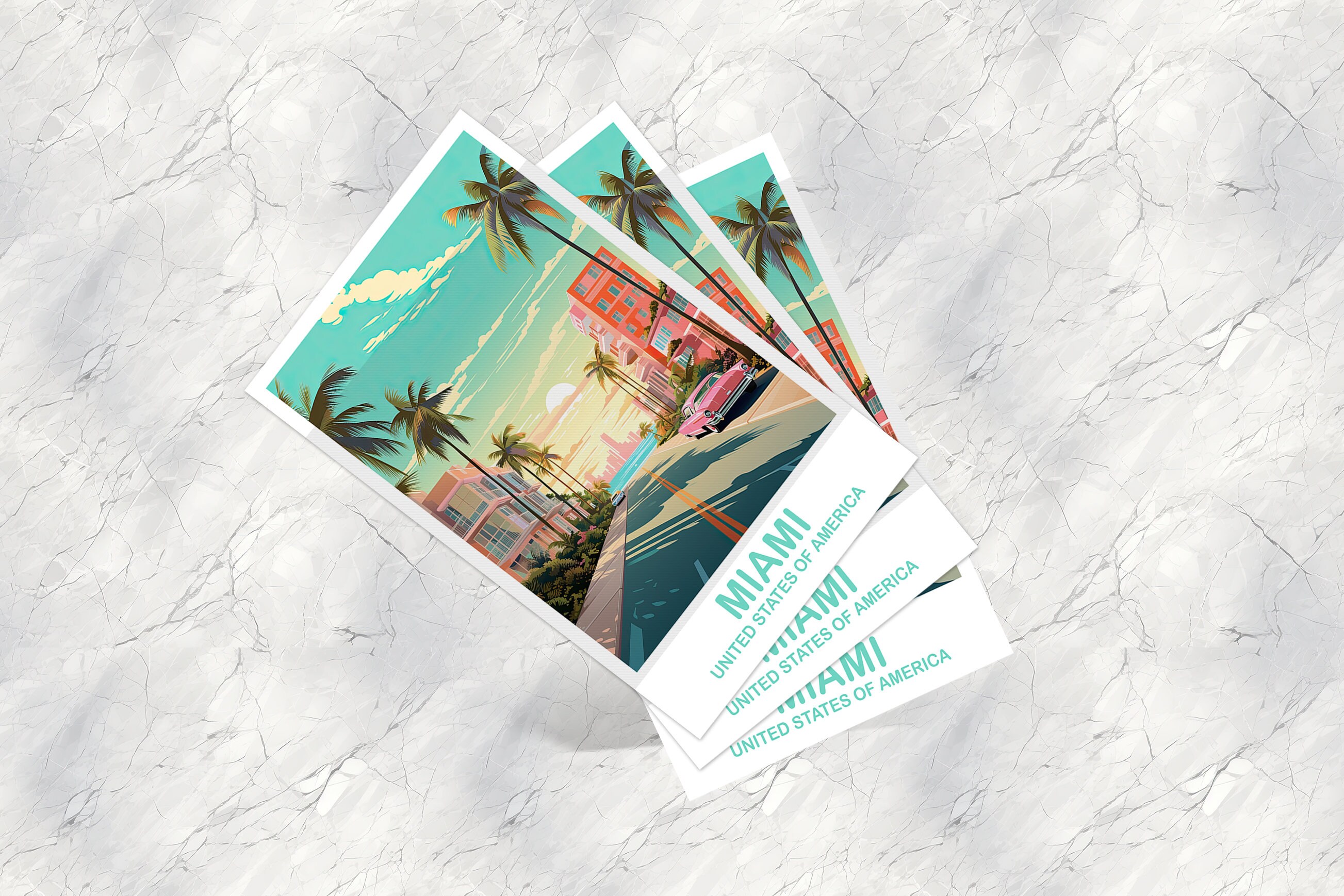 Miami Florida Travel Postcard, Miami Travel Art Postcard, Florida Art ...