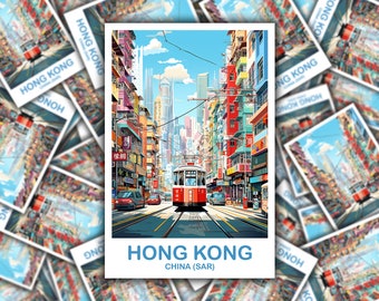 Hong Kong Travel Sticker, Hong Kong Sticker, Travel Sticker, Luggage Sticker, Luggage Travel Sticker, Asia Travel Sticker | T2AS_CHHK1_S