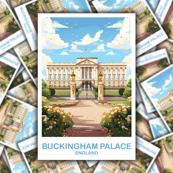 Sticker voyage Buckingham Palace, Sticker voyage Londres, Sticker voyage Angleterre, Sticker voyage Buckingham | T2EU_ENLO1_S