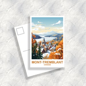 Postal de viaje de Mont-Tremblant, Postal de arte de viaje de Quebec, Postal de arte de Mont-Tremblant, Postal de viaje de Canadá / T2NA_QUMT2_P