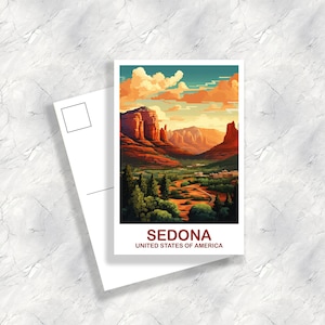 Postal de viaje de Sedona, Arizona, postal de viaje de Arizona, postal de Sedona, postal de EE. UU., arte de viaje de Sedona, arte de viaje de Arizona / T2NA_ARSE1_P