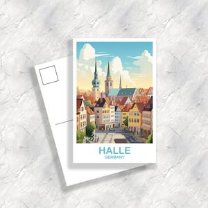 Halle Germany Travel Postcard, Halle Postcard Art Germany Postcard Art Halle Travel Art Europe Travel Postcard Travel Art | T2EU_GEHA1_P
