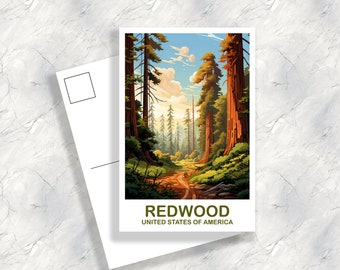 Redwood National Park Postcard, Travel Postcard, California National Park Postcard, Yellowstone National Park Travel Art | T2NA_CARNP1_P