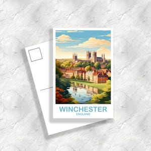 Winchester Travel Postcard Art, Winchester Travel Art, Winchester Postcard, England Travel Postcard Art, Travel Postcard | T2EU_ENWI1_P