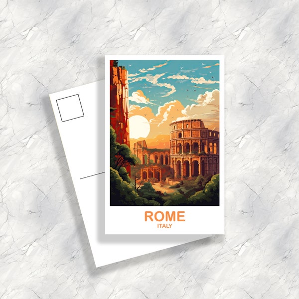 Rome Italy Travel Postcard, Rome Travel Postcard, Italy Postcard, Rome Travel Art, Italy Travel Postcard | T2EU_ITRO2_P