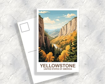 Yellowstone National Park Postcard, Travel Postcard, National Park Postcard, Yellowstone National Park Travel Art | T2NA_WYYNP1_P