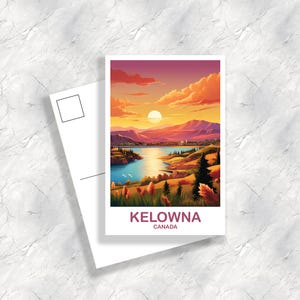 Kelowna BC Travel Postcard, British Columbia Art Postcard , Kelowna Travel Postcard, Travel Art, Canada Travel Art | T2NA_BCKE1_P