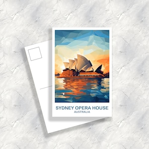 Sydney Opernhaus Reise Postkarte Kunst, Australien Reise Kunst, Sydney Kunst Postkarte, Stadt Skyline Wandkunst, New South Wales | T2AU_NSWSY2_P