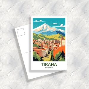 Carte postale de voyage en Albanie à Tirana, Art de carte postale de Tirana, Carte postale d'Albanie, Carte postale de voyage en Europe, Carte postale A6 | T2EU_ALTI1_P