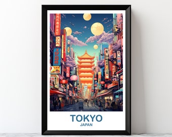 Digitale reiskunst Tokio, skyline van Tokio, muurkunstposter Japan, kunst aan de muur skyline stad, digitale afdrukbare reiskunst, kunst aan de muur | DT2AS_JATO2