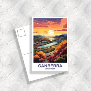 Canberra Australia Travel Postcard Art, Australia Travel Art, Canberra Travel Art Postcard, Travel postcard | T2AU_SACA1_P