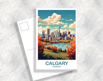Carte postale de voyage en Alberta de Calgary, carte postale de l'Alberta, carte postale des montagnes Rocheuses de l'Alberta, carte postale de voyage en Alberta, carte postale du Canada | T2NA_ABCA1_P