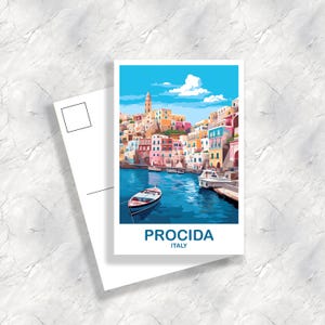 Postal de viaje de Procida, Italia, Postal de viaje de Procida, Postal de Italia, Arte de viaje de Procida, Postal de viaje de Italia / T2EU_ITPR1_P