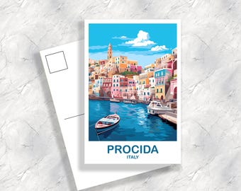 Procida Italy Travel Postcard, Procida Travel Postcard, Italy Postcard, Procida Travel Art, Italy Travel Postcard | T2EU_ITPR1_P