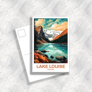 Carte postale de voyage au lac Louise, art mural de l'Alberta, carte postale du lac Louise, art de voyage à Banff, art mural de voyage au Canada, carte postale de Banff | T2NA_ABLL2_P