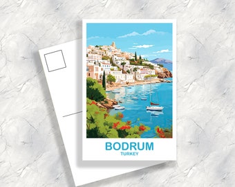 Carte postale de voyage à Bodrum, Turquie, Bodrum, Turquie Carte postale, horizon de la ville, Turquie | T2EU_TUBO1_P