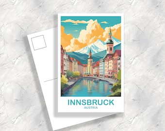 Innsbruck Austria Travel Postcard Art, Austria Travel Art, Innsbruck Postcard, Austria Travel Postcard, Travel Postcard | T2EU_AUIN1_P