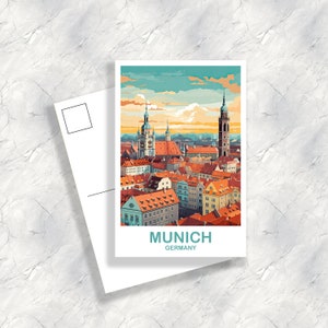 Postal de viaje de Múnich Alemania, Arte de postal de Múnich, Arte de postal de Alemania, Arte de viaje de Múnich, Postal de viaje, Arte de viaje / T2EU_GEMU1_P