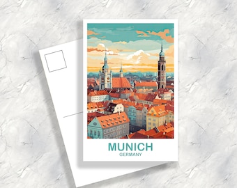 Postal de viaje de Múnich Alemania, Arte de postal de Múnich, Arte de postal de Alemania, Arte de viaje de Múnich, Postal de viaje, Arte de viaje / T2EU_GEMU1_P