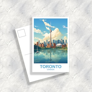 Carte postale de voyage à Toronto, Carte postale de voyage en Ontario, Carte postale de Toronto, Carte postale sur les toits de la ville, Lac Ontario | T2NA_ONTO3_P