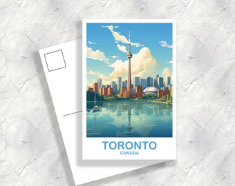 Carte postale de voyage à Toronto, Carte postale de voyage en Ontario, Carte postale de Toronto, Carte postale sur les toits de la ville, Lac Ontario | T2NA_ONTO3_P