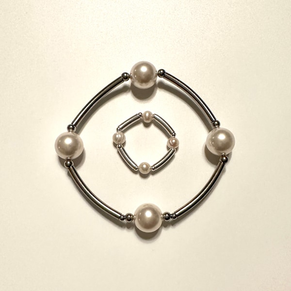 New~Cultured Pearl Creamy White Gratitude Ring in Sterling Silver~Goes Perfect with the Matching Bracelet ( Only ring included )