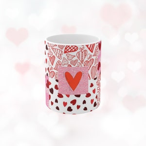 Valentine&#39;s Day Mug Wrap: Colorful Hearts Design (Digital Download)