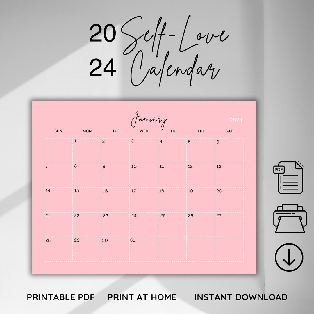 2024 Self Care Calendar 2024 Monthly Planner Pink Minimalist Etsy Canada