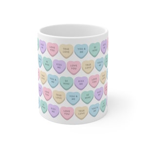 Valentine&#39;s Day Mug: Candy Hearts Design (PNG)
