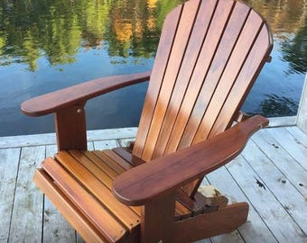 Seabreeze Royal Premium Clear Cedar Adirondack Chair, Finished, Handcrafted Folding Wooden Patio Furniture, Free Shipping and Engraving