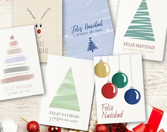 Pack 6 Postales Navideñas Imprimibles | Postales de Navidad|Tarjetas de Navidad | Postales imprimibles | Imprimibles PDF | Regalos Navidad