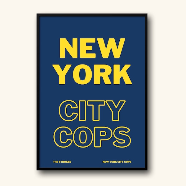 New York City Cops Lyrics Print // Music Print // 5"x7" 12"x16" 18"x24" // Unframed Indie Music Art // Concert Gig Music Poster