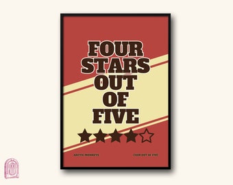 Four Stars Out of Five Lyrics Print // Music Print // 5"x7" 12"x16" 18"x24" // Unframed Indie Music Art // Concert Gig Music Poster