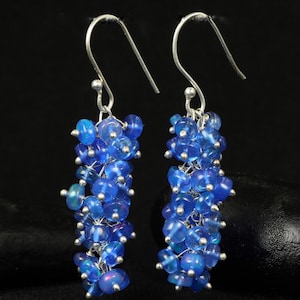 Ethiopian Opal Sterling Silver Earrings: Natural Fire Opal, October Birthstone