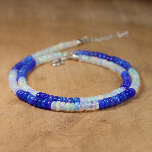 Multi Colors Fire Ethiopian Opal Beaded Necklace, Top Quality Ethiopian Opal Necklace, Fire Opal, Gemstone Necklace, 925 Sterling Silver.