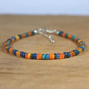 AAA Ethiopian Opal Beaded Bracelet, Natural Multi Opal Beads Bracelet, October Birthstone, 3-5 mm Fire Opal Beads Bracelet, Opal Jewelry
