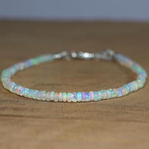 AAA Ethiopian Opal Beaded Bracelet, Natural White Opal Beads Bracelet, October Birthstone, 3-5 mm Fire Opal Beads Bracelet, Opal Jewelry